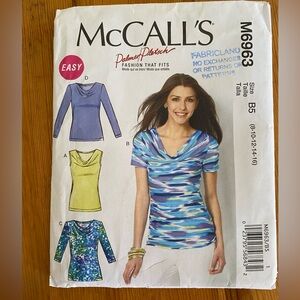 3 for 15$! McCall's M6963 Sewing Pattern. Cowl neck t shirt. Sizes 8 to 16.